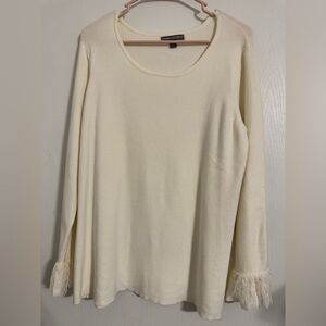 Jessica London Cream Long-Sleeve Top with Lace Cuffs Size 18/20